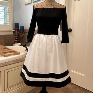 DO+BE Black & White off the shoulders dress szM